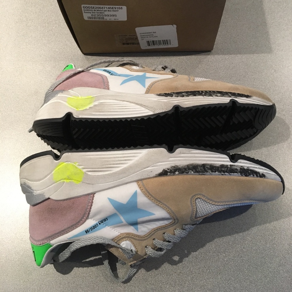 Golden Goose Running Sole Sneaker White/Blue NIB - Picture 6 of 8